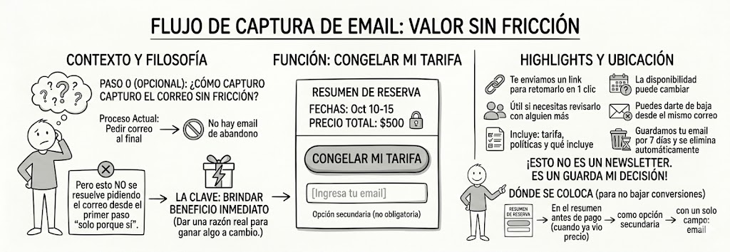 Flujo de captura de emails sin friccion